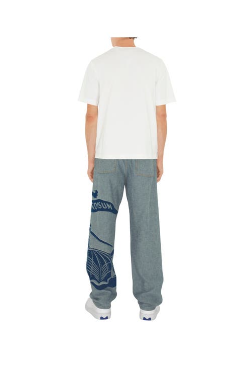 Shop Burberry Ekd Oversized Fit Jeans In Denim Blue