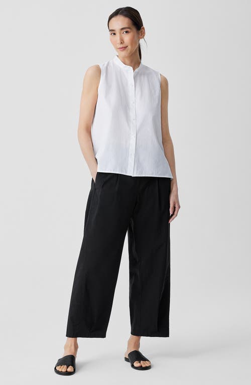 Shop Eileen Fisher Pleated Organic Cotton Lantern Pants In Black