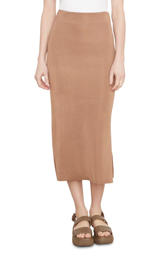 Vince Knit Midi Skirt In Chestnut