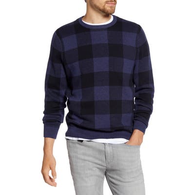 1901 Buffalo Check Crewneck Sweater, Blue