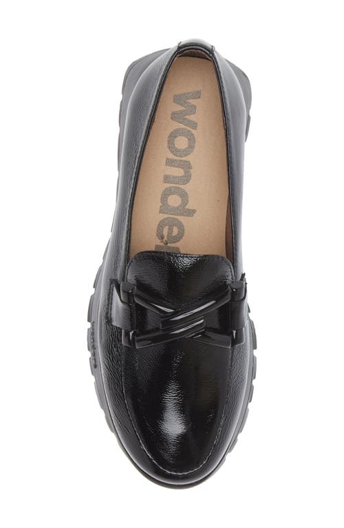 Shop Wonders Ath-leisure Platform Loafer In Black Patent Lea