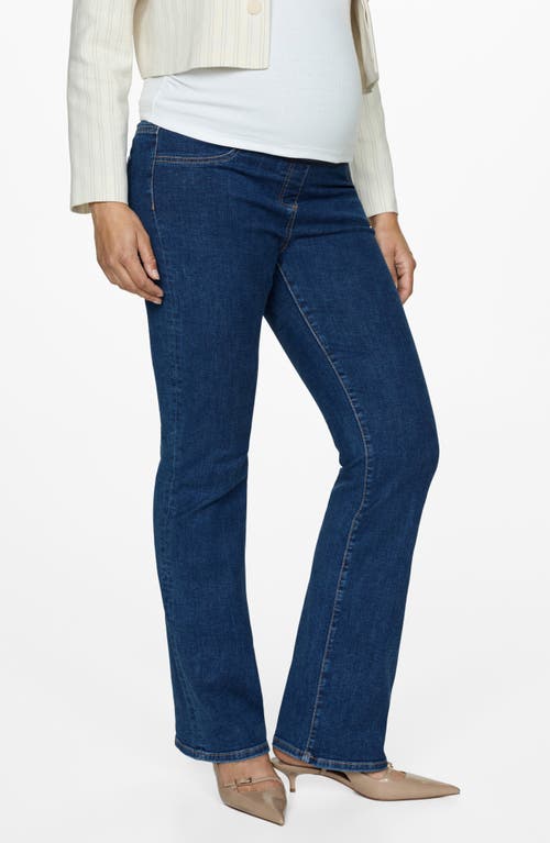 Shop Mango Over The Bump Flare Maternity Jeans In Dark Blue