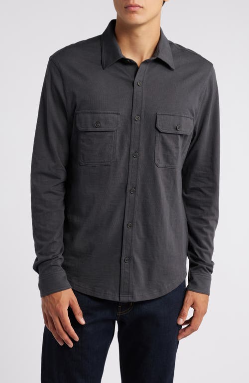 Shop Treasure & Bond Slub Jersey Button-up Shirt In Grey Phantom