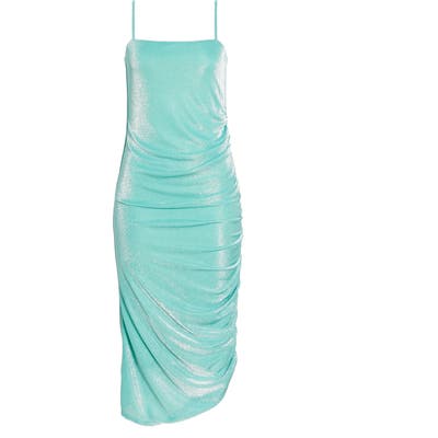 Wayf Tansy Ruched Midi Slipdress, Green