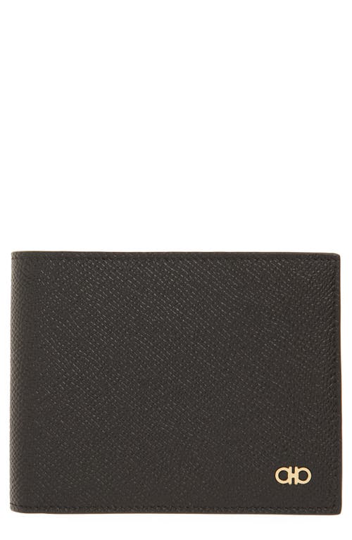 Ferragamo Double Gancio Leather Bifold Wallet In Brown