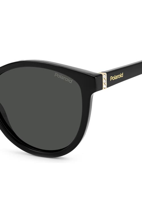 Polaroid 54mm Polarized Round Sunglasses In Black/grey Polarized