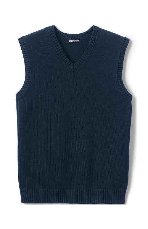 Lands' End School Uniform  Cotton Modal Sweater Vest In Classic Navy
