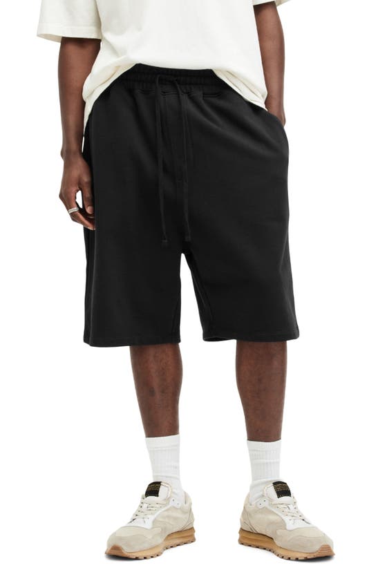 Shop Allsaints Haydon Cotton Sweat Shorts In Washed Black