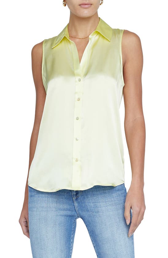 Shop L Agence Emmy Sleeveless Silk Blouse In Yellow Sorbet