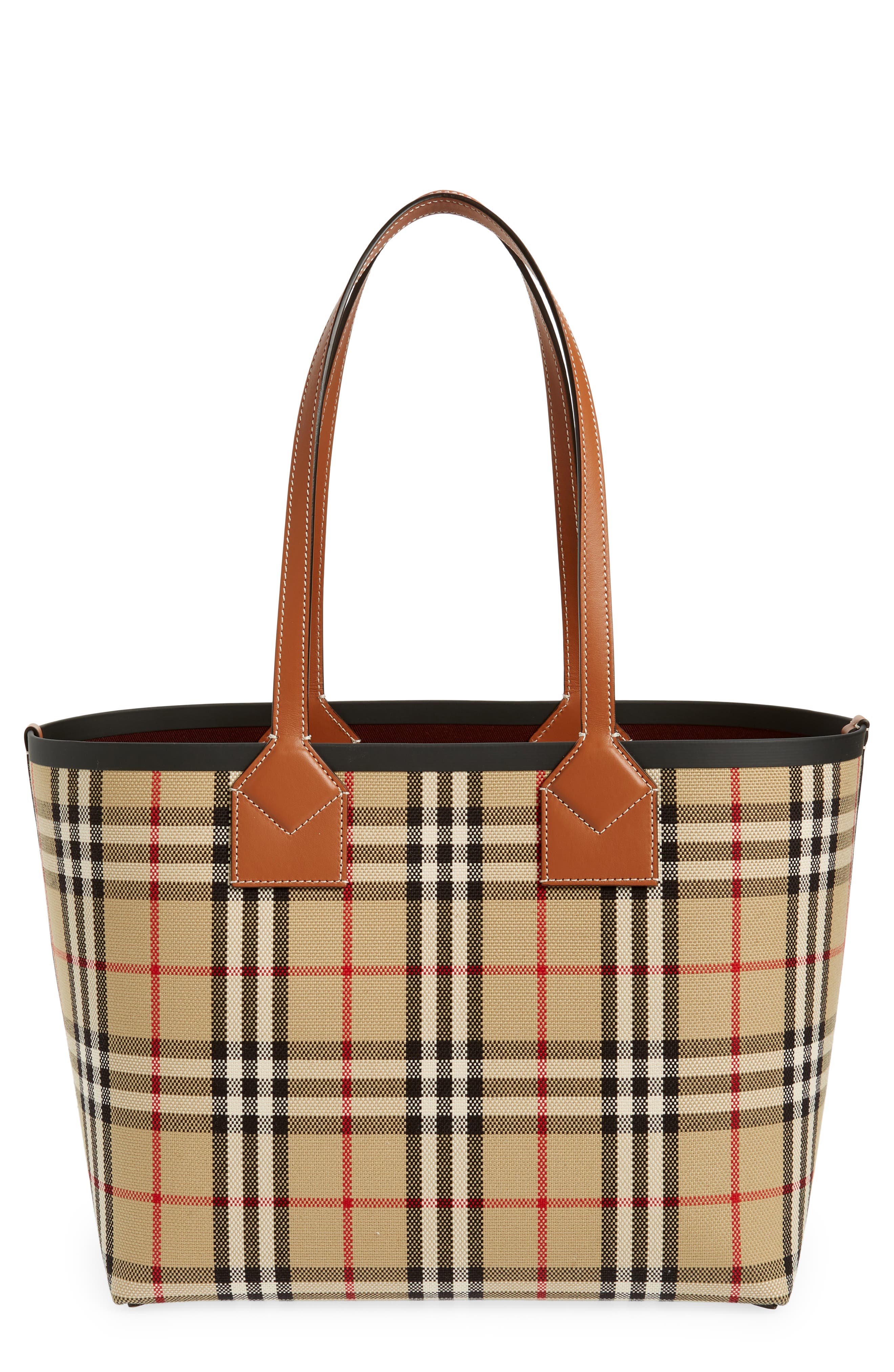 Burberry Mini Bowling Dark Birch Brown Check Canvas And Leather
