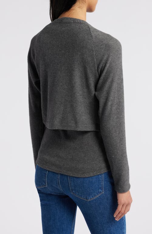 Loveappella Rib Tank & Shrug Set In Charcoal