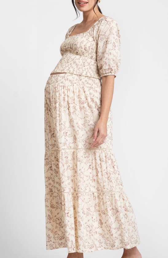 Shop Seraphine Floral Two-piece Maternity Crop Top & Maxi Skirt