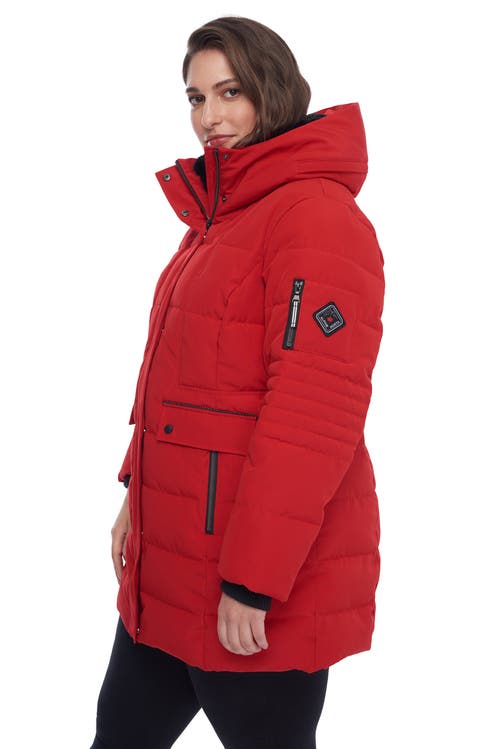 Alpine North Kootney Plus Women's Vegan Down (recycled) Mid-length Parka (plus Size) In Crimson
