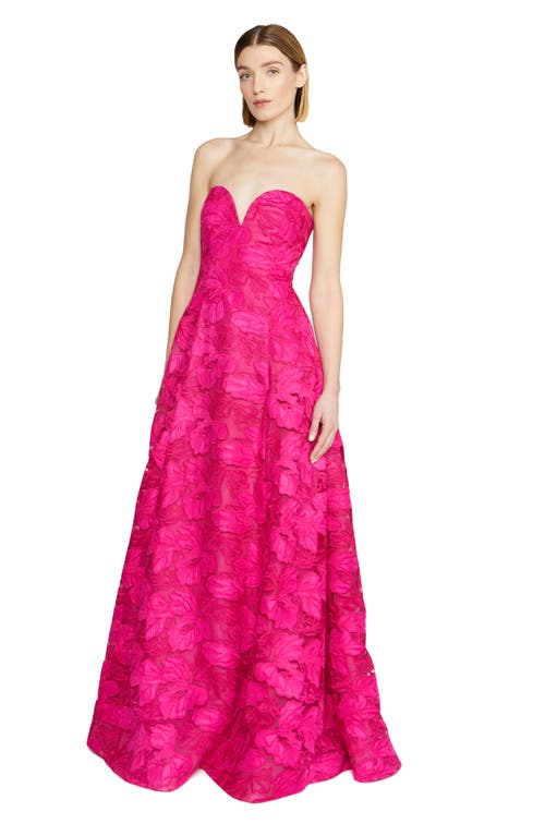 Shop ml Monique Lhuillier Francine Strapless Jacquard Gown In Cerise Pink