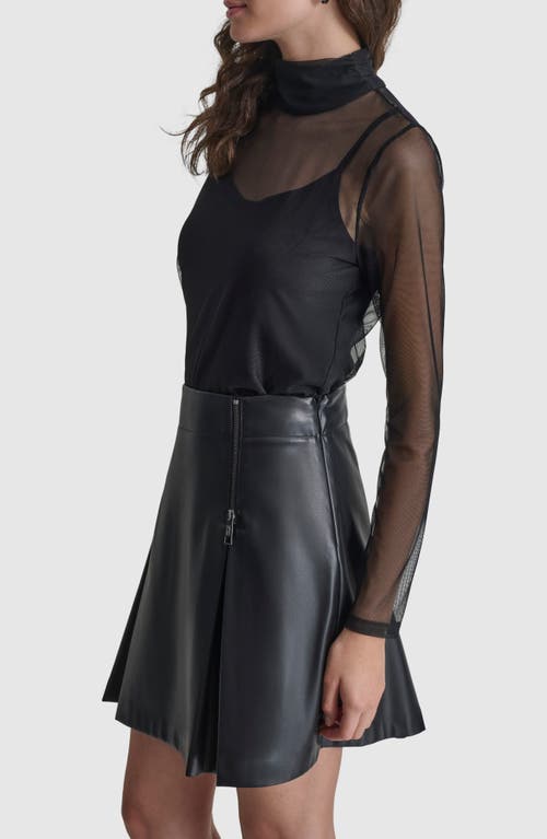 Shop Dkny Turtleneck Mesh Top In Black