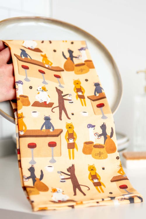 Puppington Dog & Cat Kitchen Towels In Perky Pets Coffee Bar