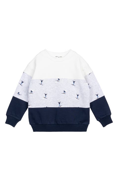 Skier Print Colorblock Organic Cotton Sweatshirt (Baby)