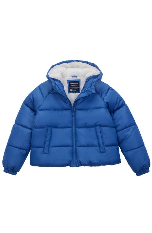Rokka&rolla Kids' Heavyweight Puffer Jacket Fleece Lined Bubble Coat In Indigo Blue