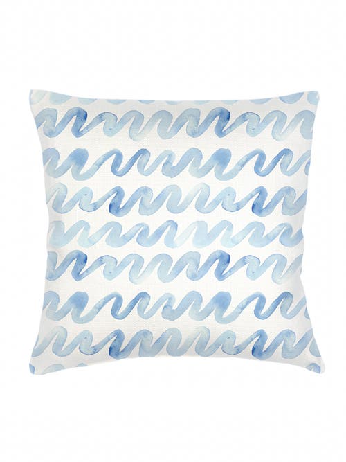 Anaya Watercolor Waves Linen Pillow With Down Alternative Insert In Blue