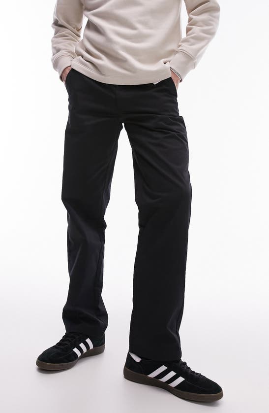 Shop Topman Relaxed Fit Straight Leg Pants In Black