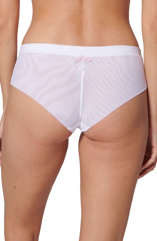 Shop Simone Perele Wish Embroidered Boyshorts In Cristal White