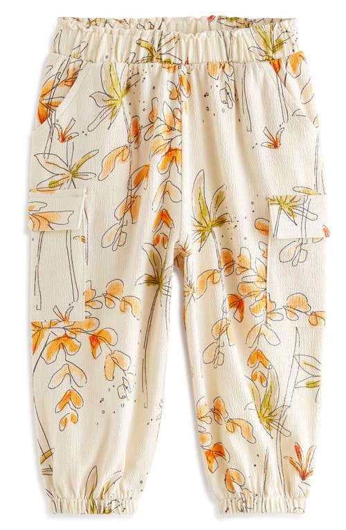 NEXT Kids' Cotton Blend Cargo Pants Stone Floral at Nordstrom,