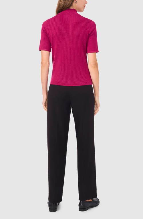 Shop Halogenr Halogen(r) Short Sleeve Mock Neck Rib Sweater In Raspberry Purple