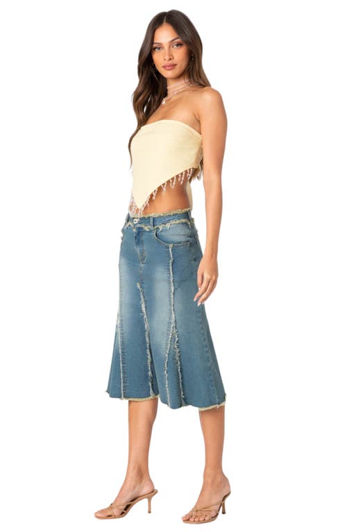 EDIKTED EDIKTED CHANDELIER BEADED FRINGE TRIANGLE HEM STRAPLESS CROP TOP