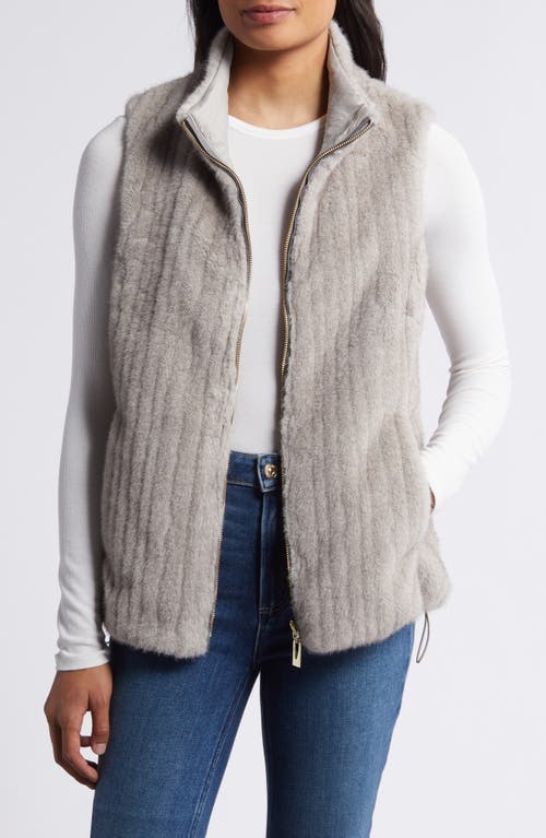 Shop Via Spiga Reversible Faux Fur Vest In Light Grey