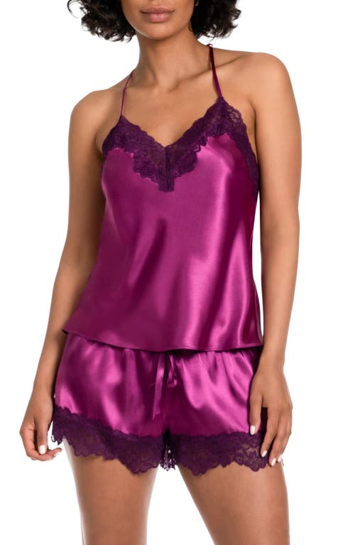 Shop In Bloom By Jonquil Lace Trim Satin Short Pajamas In Fuchsia