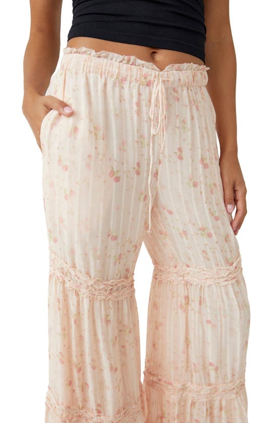 Shop Free People Emmaline Floral Tiered Pants In Peach Combo