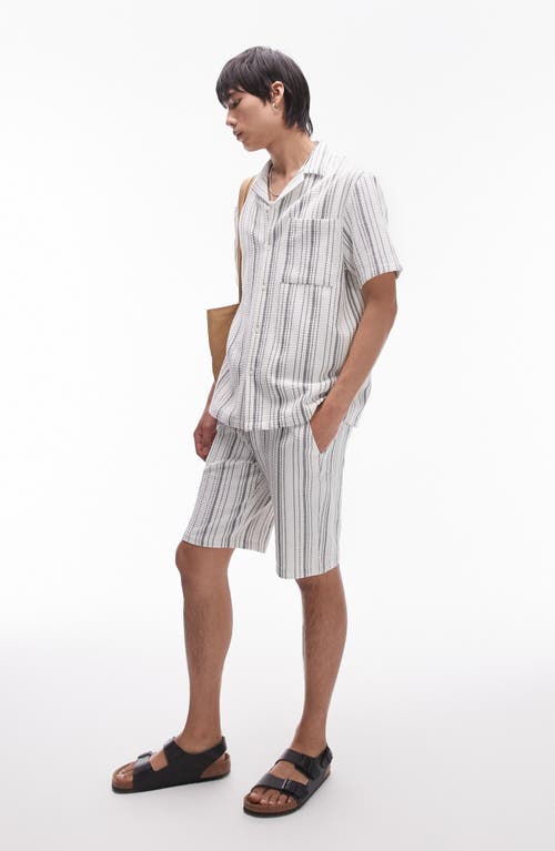 Shop Topman Stripe Shorts In Ecru