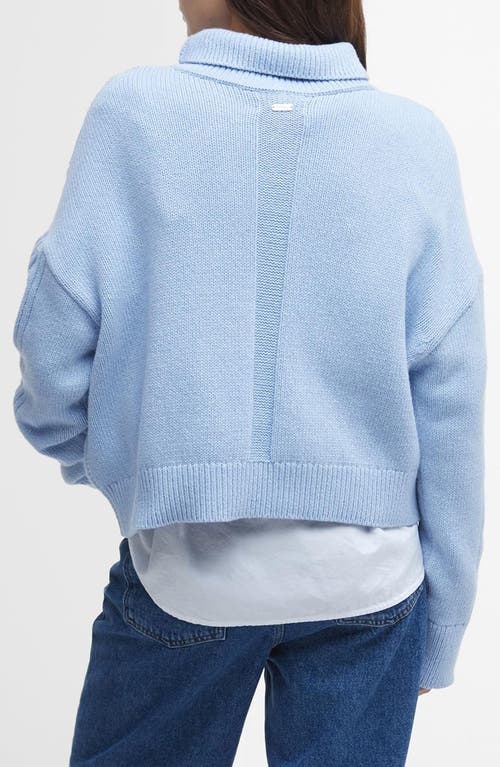 Shop Barbour Beatrix Cable Knit Cotton & Wool Blend Sweater In Blue Sky