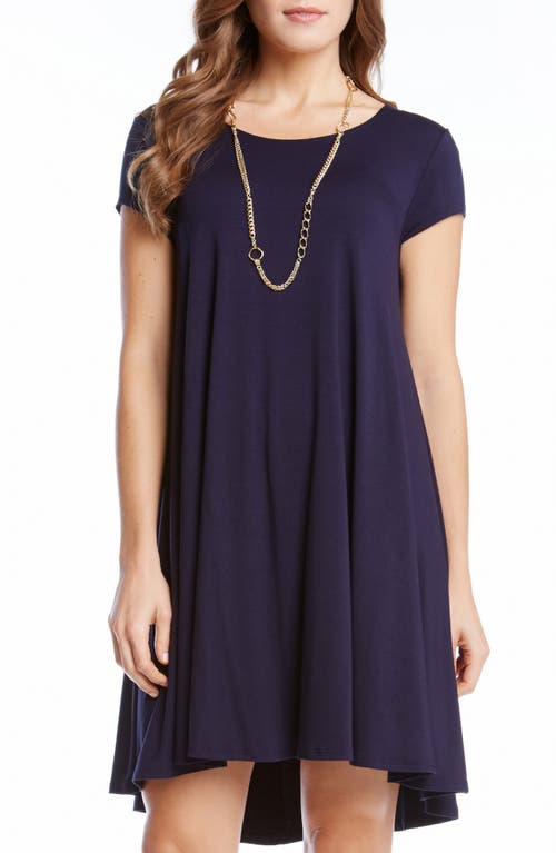 'Maggie' Cap Sleeve Trapeze Dress in Navy