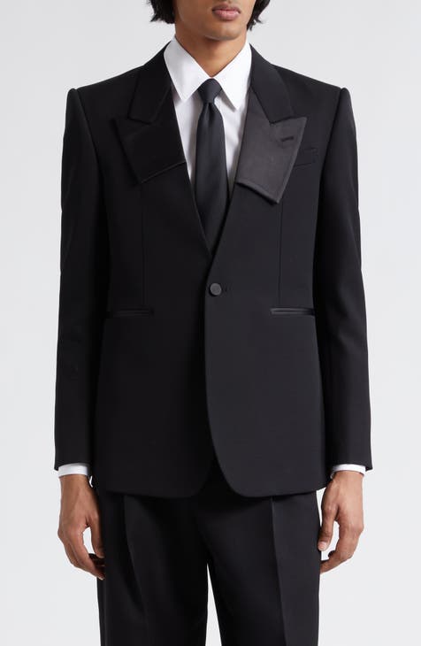 Asymmetric Lapel Wool Tuxedo Jacket