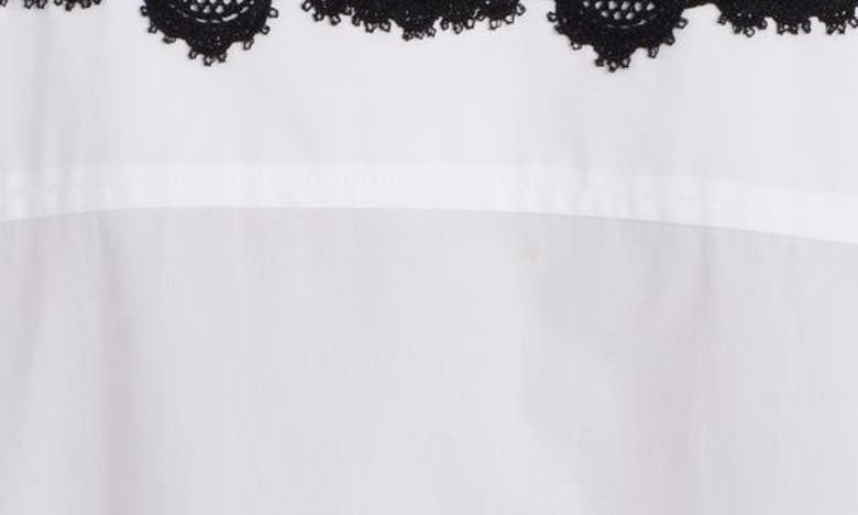 Shop Dolce & Gabbana Dolce&gabbana Oversize Lace Yoke High-low Cotton Blend Button-up Shirt In Optic White