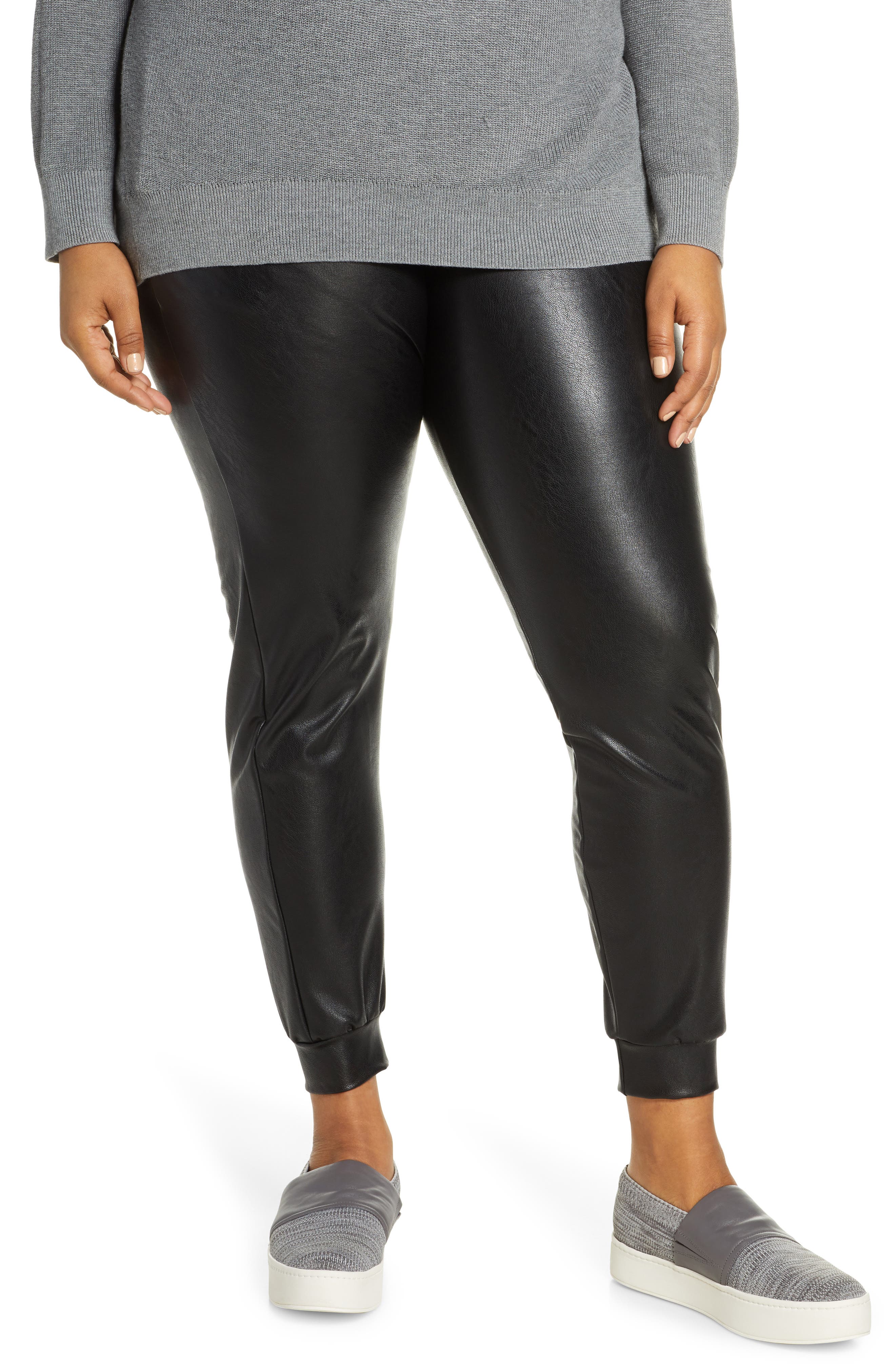 faux leather joggers