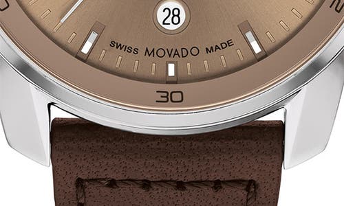 MOVADO MOVADO BOLD VERSO LEATHER STRAP WATCH, 42MM 