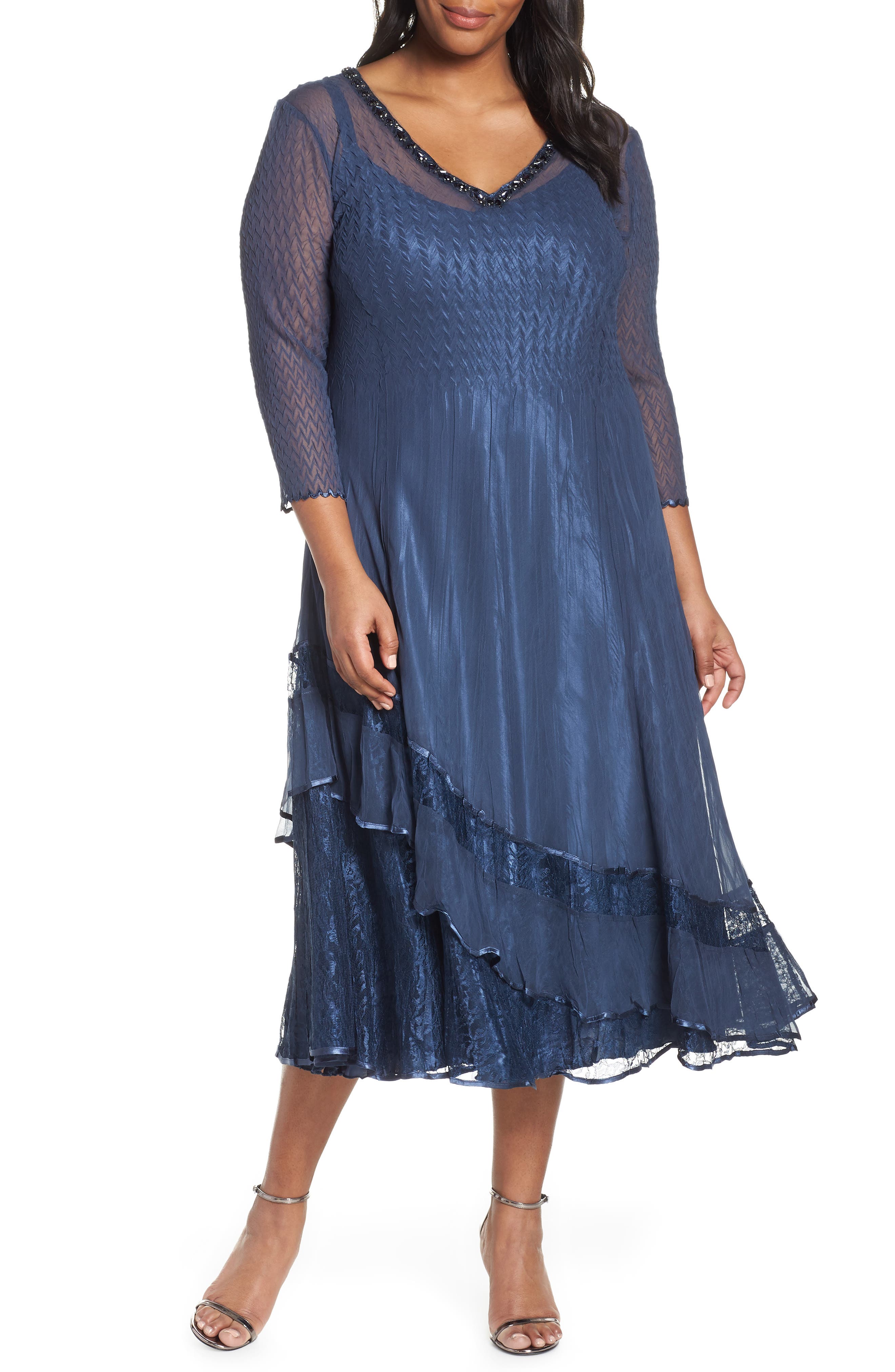 Komarov Tiered Midi Dress (Plus Size) Nordstrom