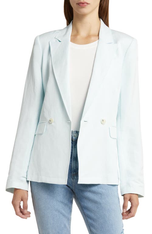 PAIGE Dawson Double Breasted Linen Blend Blazer in Ice Flow