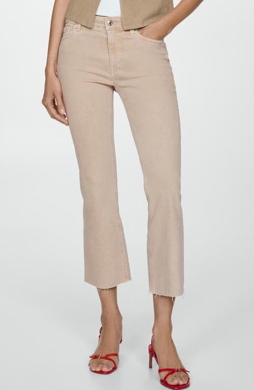 Shop Mango Sienna Raw Hem Crop Flare Jeans In Sand
