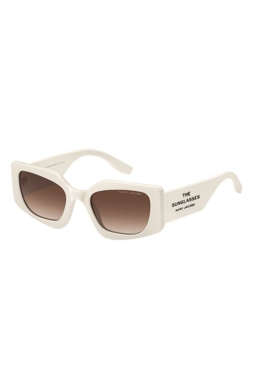 Marc Jacobs 53mm Gradient Rectangular Sunglasses In Ivory/brown Sf