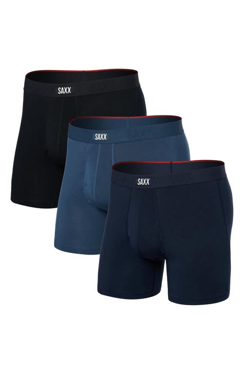 Saxx Assorted 3-pack Vibe Xtra Super Soft Boxer Briefs In Dark Denim/navy/black