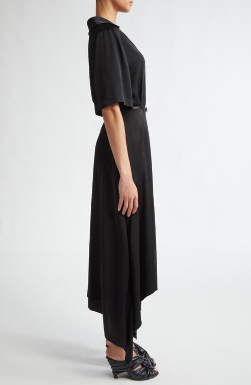 Shop Givenchy Voyou Belted Satin Midi Dress In Black