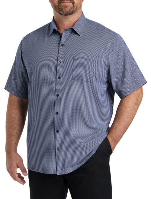 Shop Synrgy By Dxl Microfiber Small Plaid Sport Shirt In Blue