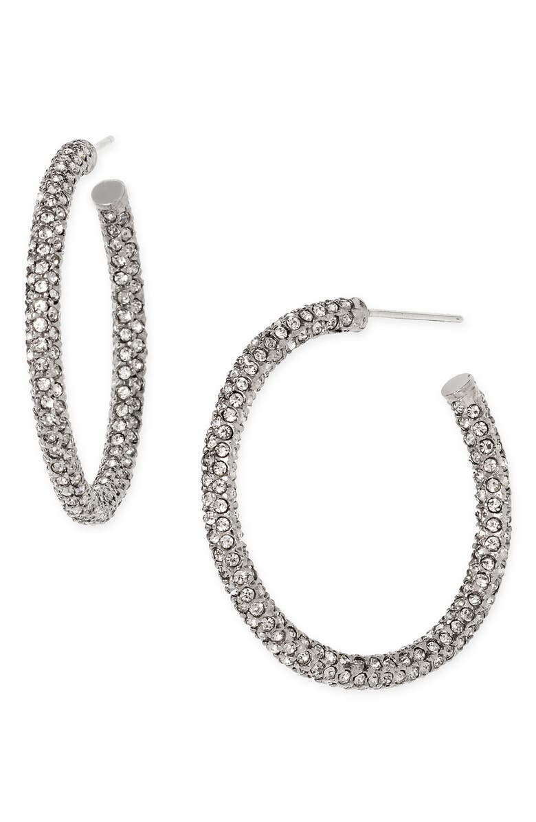NADRI Medium Pavé Hoop Earrings, Main, color, BLACK DIAMOND