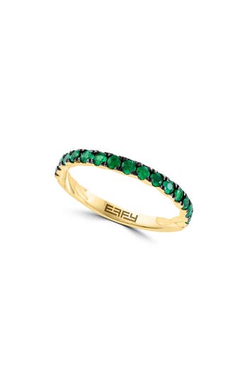 Shop Effy Natural Stone Ring In Emerald/yellow Gold
