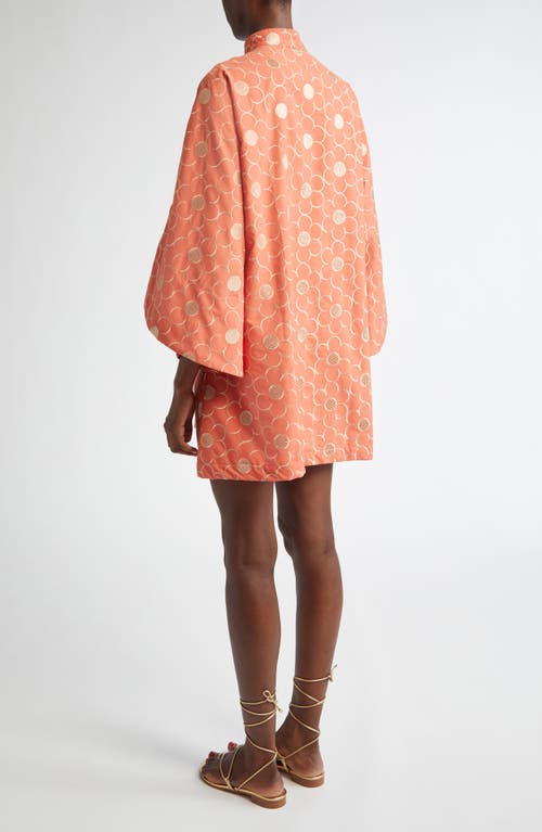 La Vie Style House Flower Embroidered Cover-up Minidress In Orange