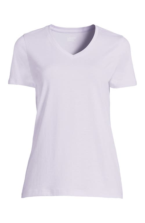 Shop Lands' End Plus Size Relaxed Supima Cotton V-neck T-shirt In Pale Lilac Frost