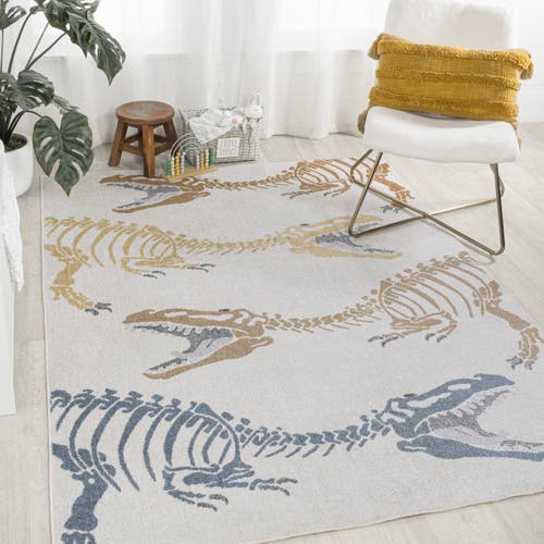 Jonathan Y Kingdarr T-rex Modern Kids Machine-washable Area Rug In Cream/multi
